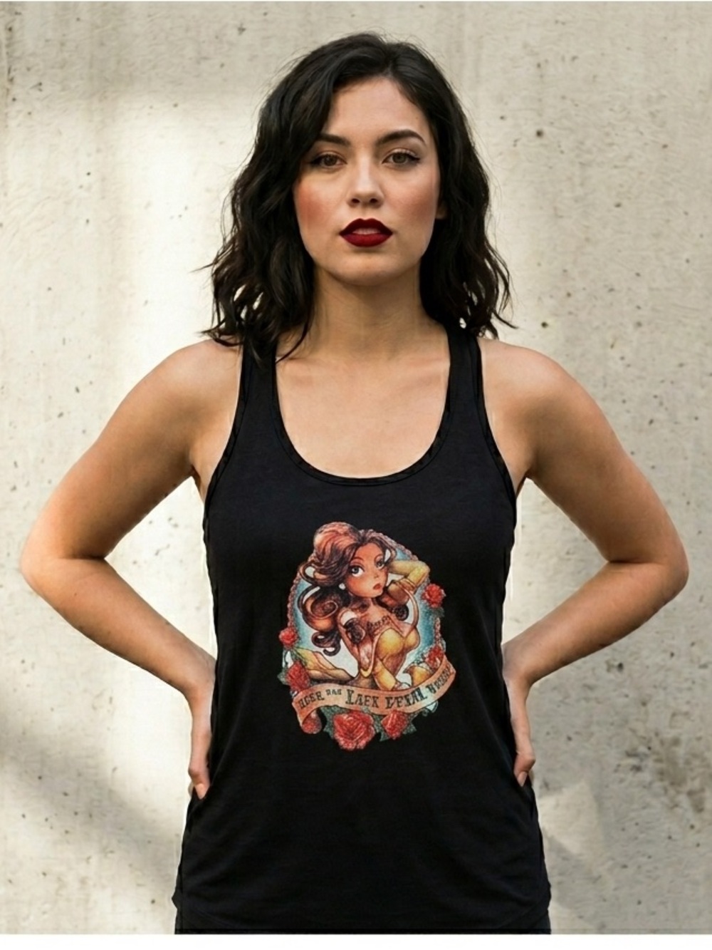 Tattooed Belle Graphic Tank Beauty and The Beast Grunge Disney Rose Back